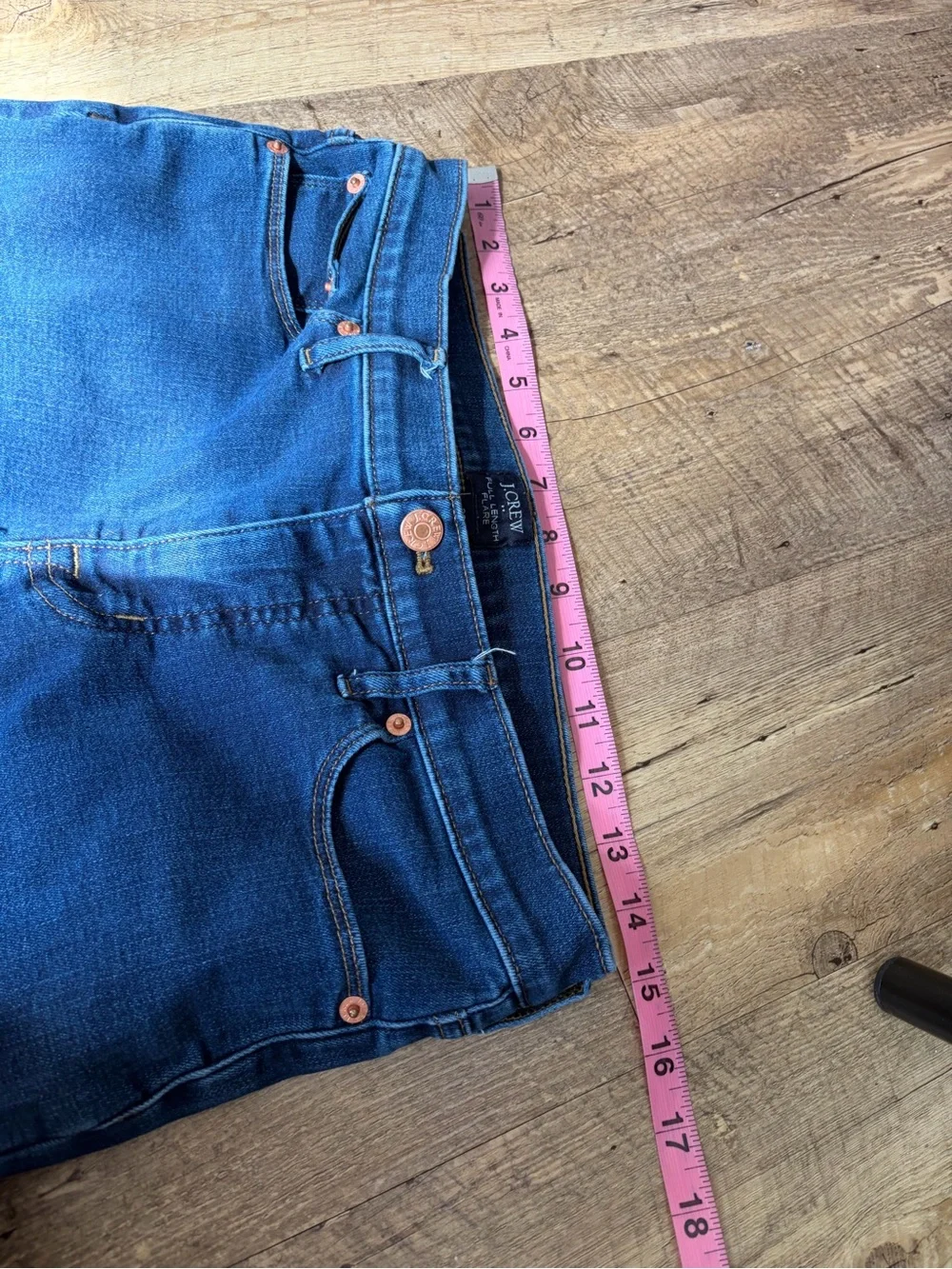 J. Crew Full Length Flare Jeans Stretch Denim Capsule Wardrobe Closet Staples